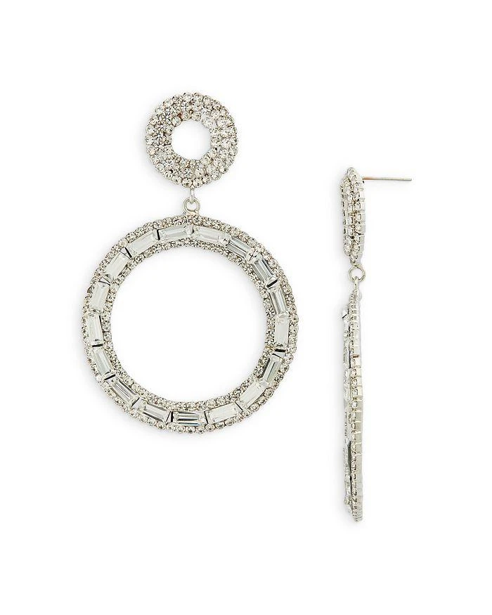 商品Shashi|Pavé & Baguette Drop Hoop Earrings,价格¥291,第1张图片