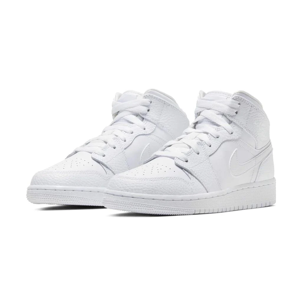 商品Jordan|Air Jordan 1 Mid Triple White (GS),价格¥991,第2张图片详细描述