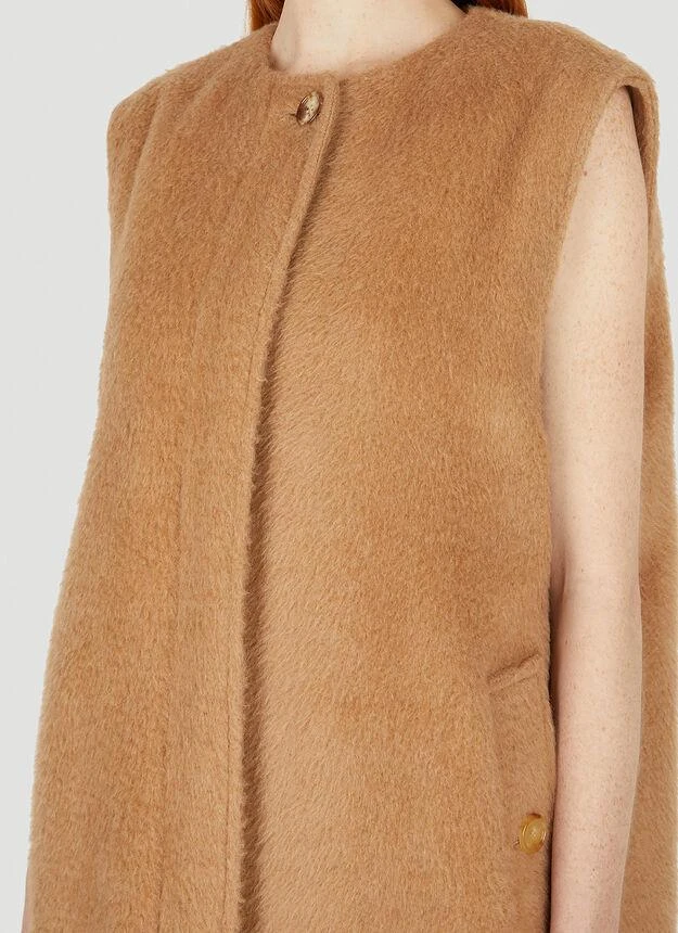 商品Burberry|Collarless Sleeveless Coat in Camel,价格¥21253,第5张图片详细描述