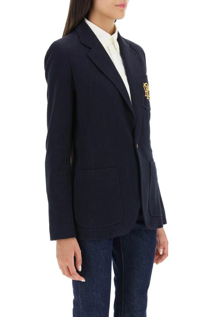 商品Ralph Lauren|STRETCH KNIT BLAZER WITH MONOGRAM EMBROIDERY,价格¥2867,第3张图片详细描述