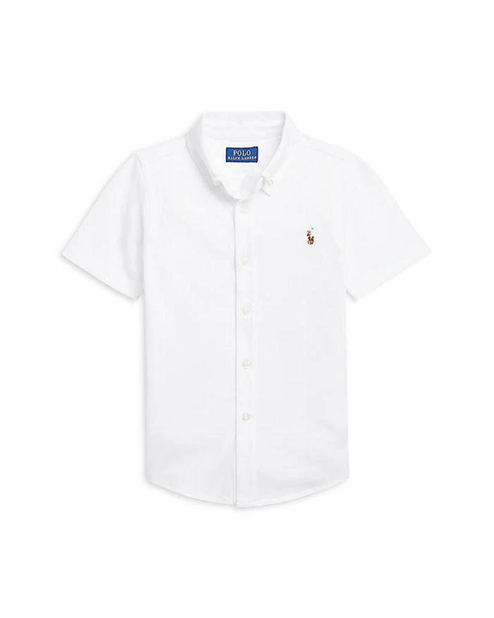 商品Ralph Lauren|Boys' Knit Oxford Short Sleeved Shirt - Little Kid,价格¥222,第1张图片详细描述