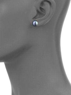 Sterling Silver & Semi-Round Black Pearl Necklace, Bracelet & Earrings Set商品第3张图片规格展示