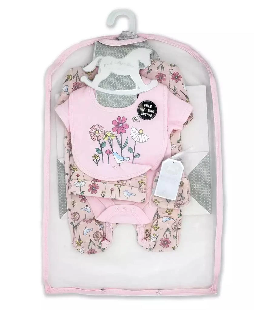 商品Rock-A-Bye Baby Boutique|Baby Girls Birdy Floral Layette Gift in Mesh Bag, 5 Piece Set,价格¥225,第3张图片详细描述