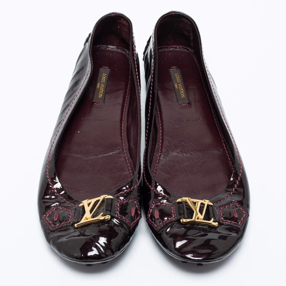商品[二手商品] Louis Vuitton|Louis Vuitton Burgundy Patent Leather Oxford Slip On Loafers Size 38,价格¥1129,第3张图片详细描述