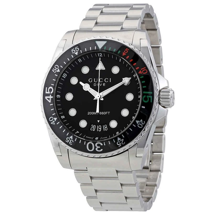 商品Gucci|Dive XL Black Dial Stainless Steel Men's Watch YA136208,价格¥7318,第1张图片
