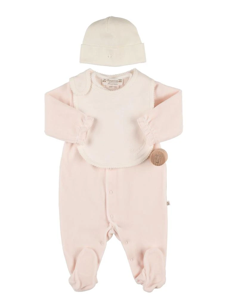 商品Bonpoint|Cotton Romper, Bib & Hat,价格¥612,第1张图片