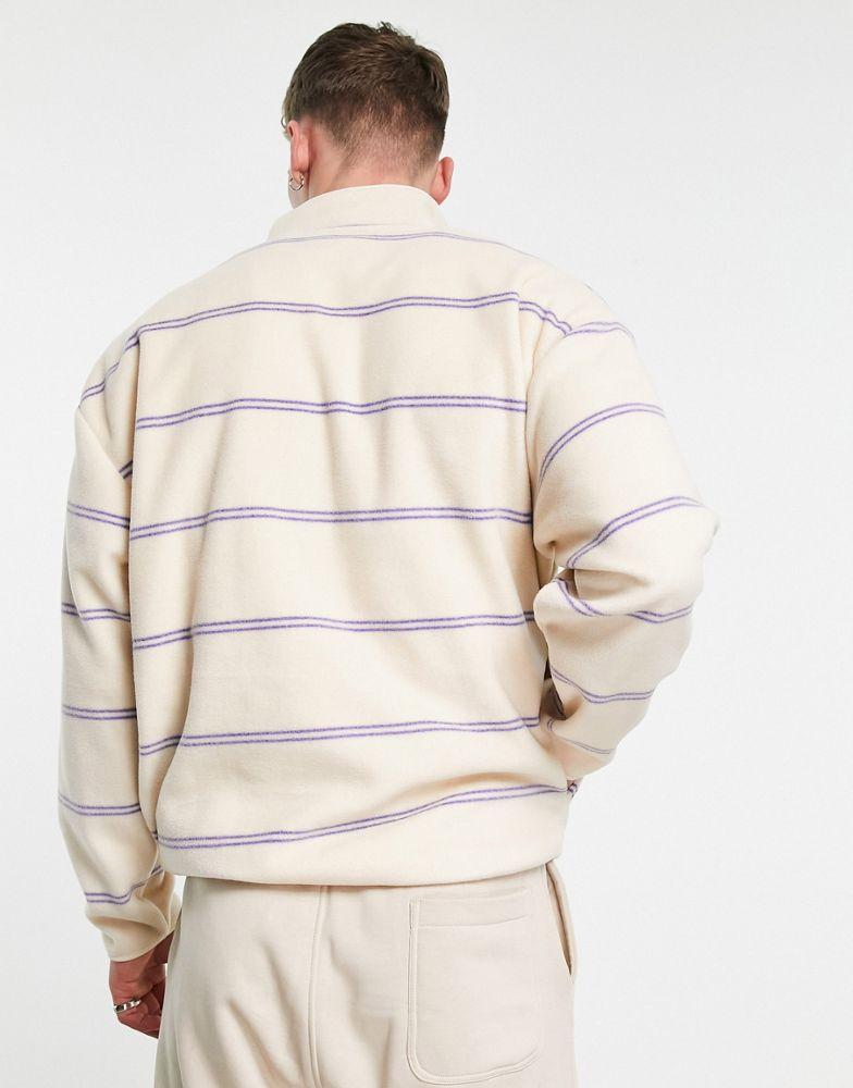 ASOS DESIGN oversized polar fleece half zip sweatshirt in all over stripe print商品第3张图片规格展示