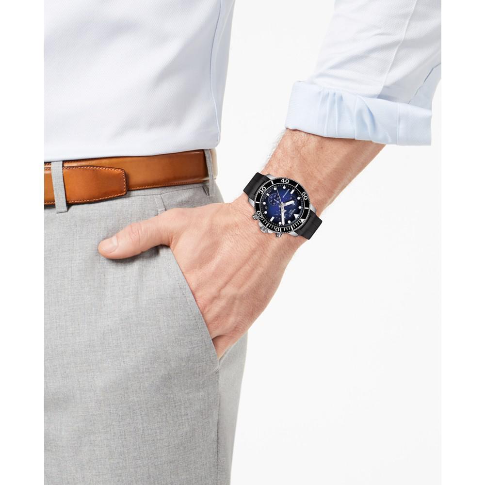 商品Tissot|Men's Swiss Chronograph Seastar 1000 Black Rubber Strap Diver Watch 45.5mm,价格¥3647,第4张图片详细描述