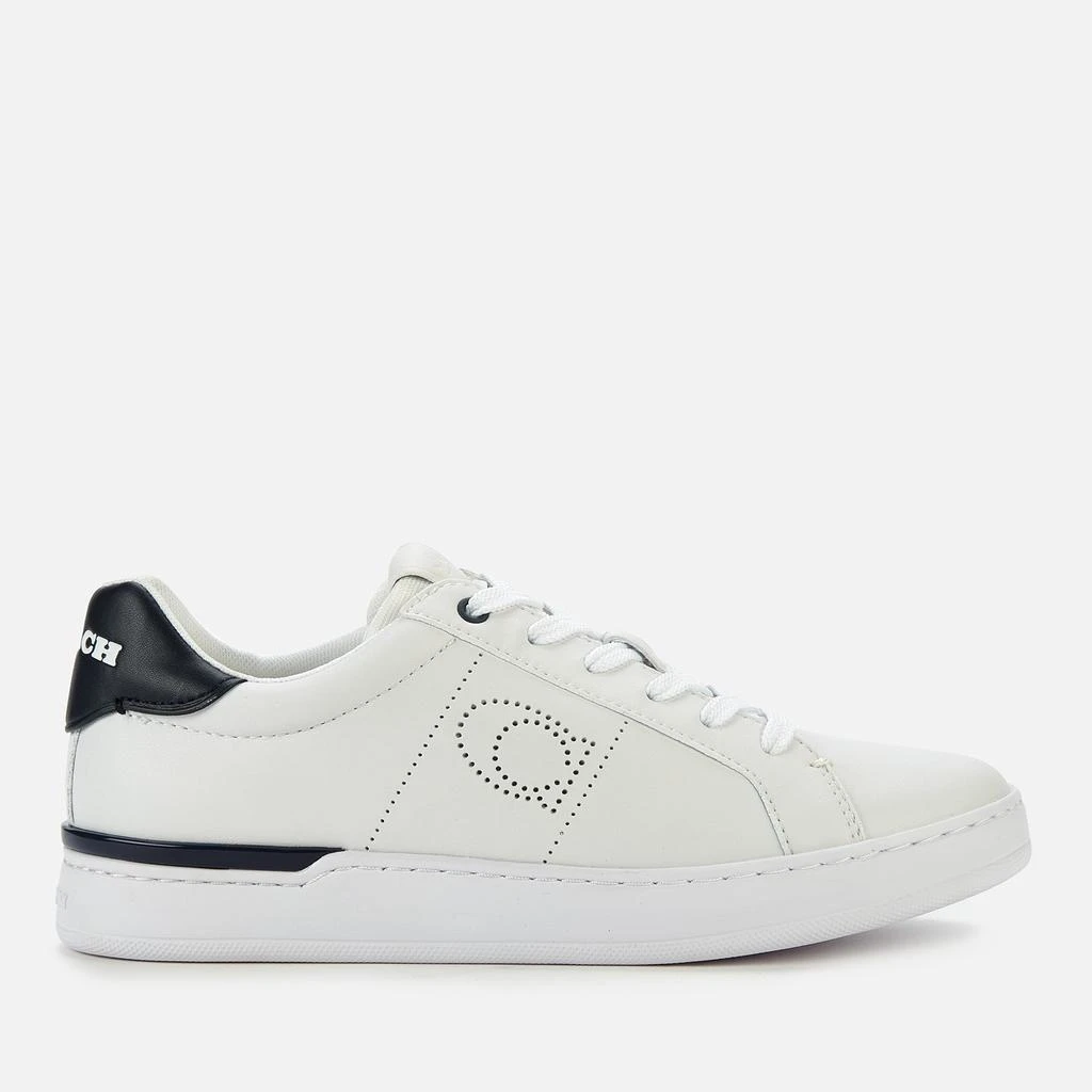 商品Coach|Coach Women's Lowline Leather Cupsole Trainers - Optic White/Midnight Navy,价格¥645,第1张图片