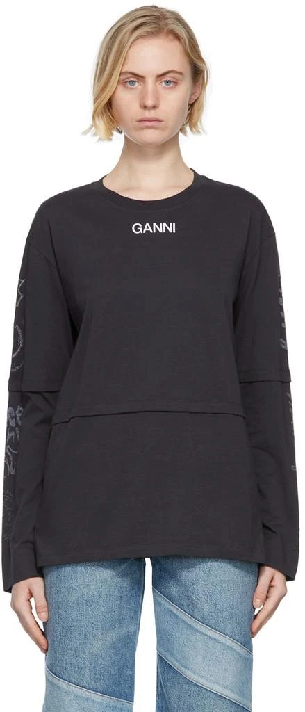 商品Ganni|Black Space Graphic T-Shirt,价格¥730,第1张图片