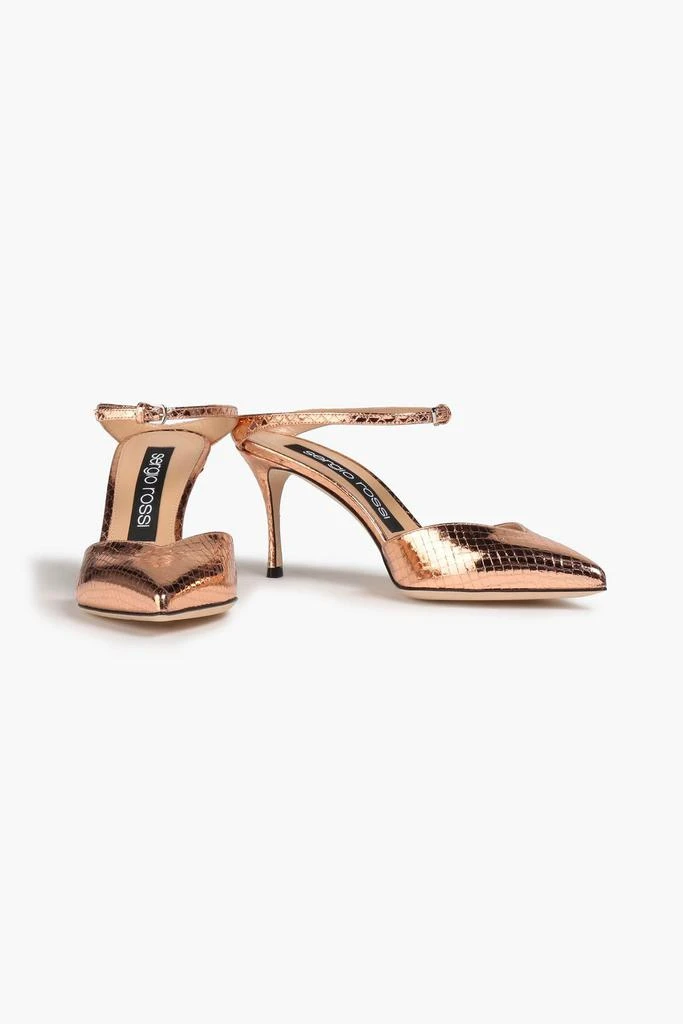 商品Sergio Rossi|Metallic snake-effect leather mules,价格¥2695,第2张图片详细描述