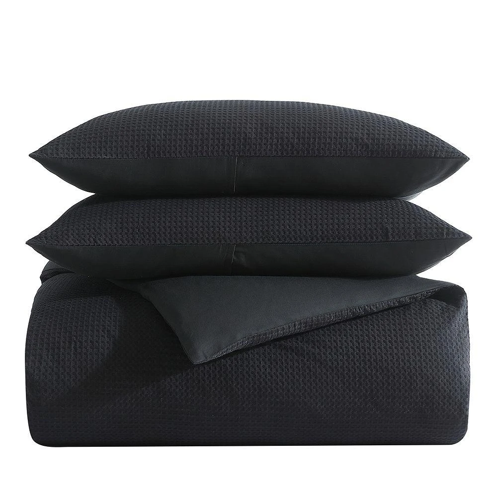 商品Vera Wang|Waffle Pique Black Cotton Duvet Cover Set, Queen,价格¥964,第1张图片