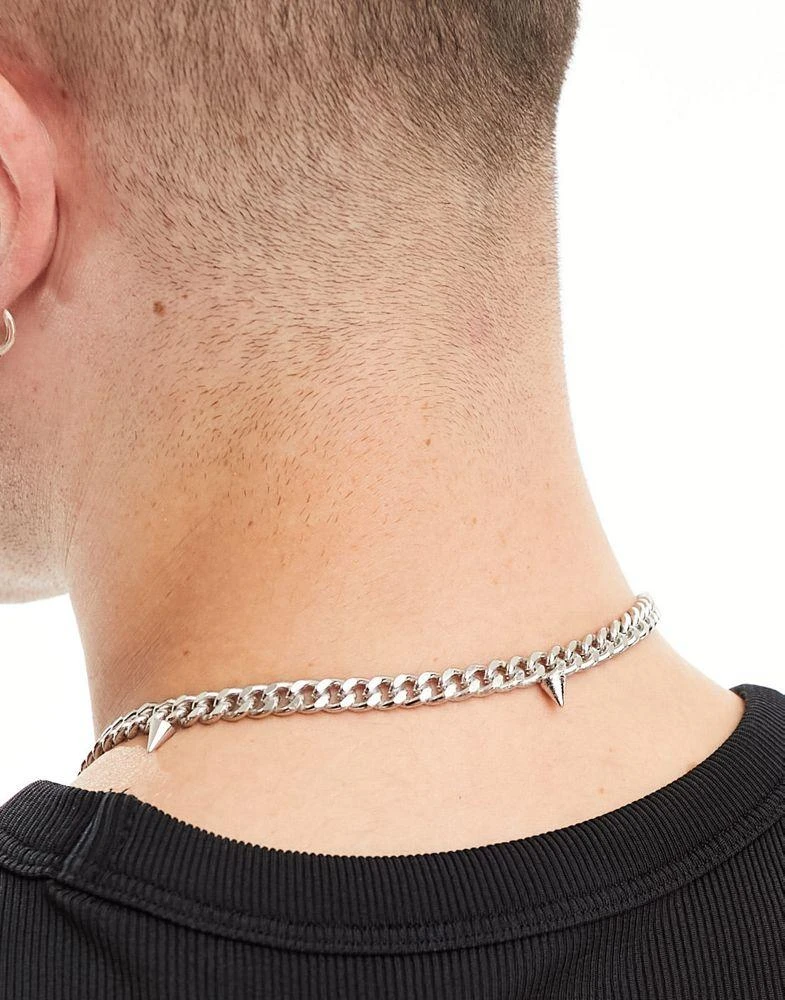 商品ASOS|ASOS DESIGN rose and thorn lariat necklace in silver tone,价格¥137,第3张图片详细描述