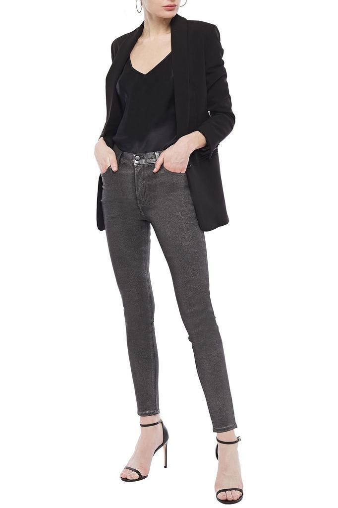 商品J Brand|Glittered coated high-rise skinny jeans,价格¥604,第6张图片详细描述
