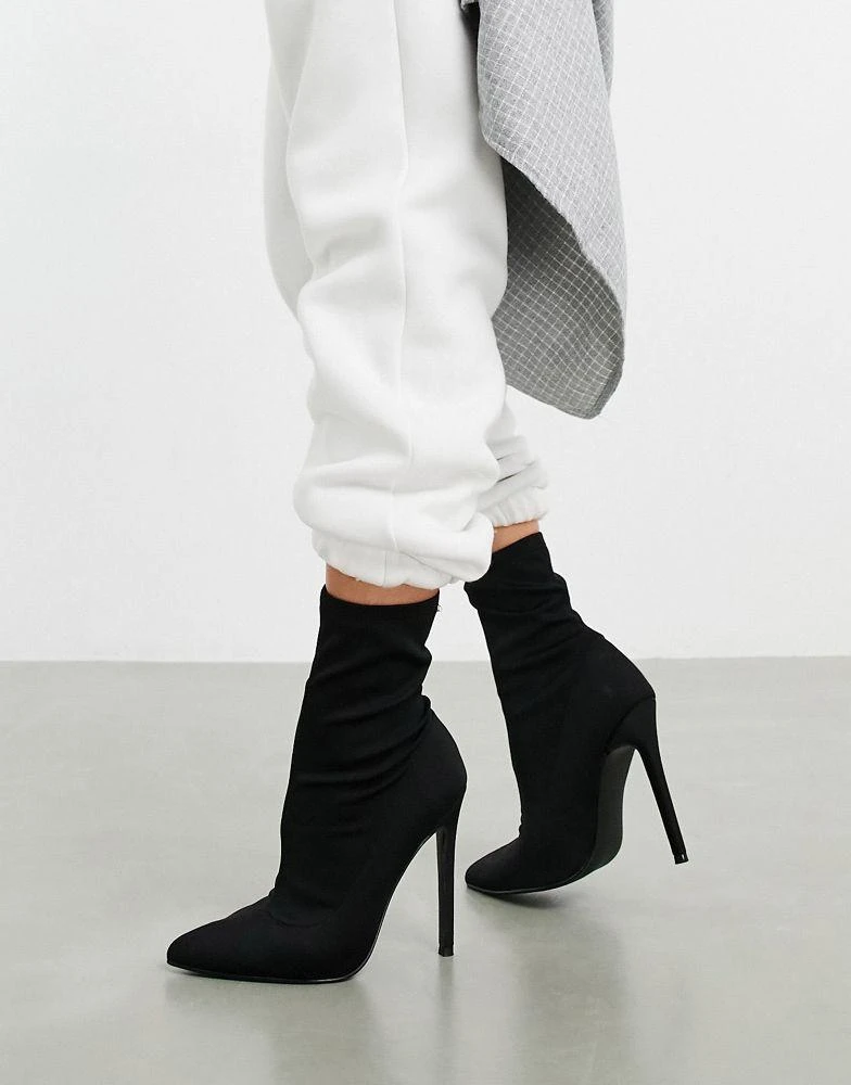 商品ASOS|ASOS DESIGN Esmerelda high heeled sock boots in black,价格¥219,第2张图片详细描述