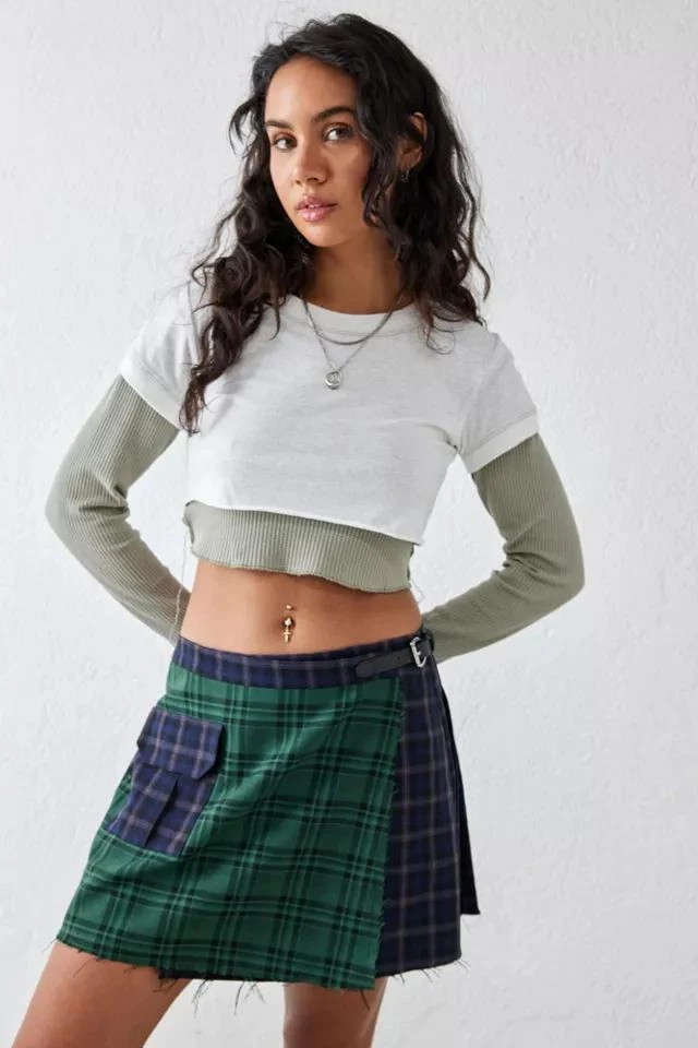 商品Urban Outfitters|UO Spliced Contrast Plaid Pocket Skirt,价格¥416,第1张图片