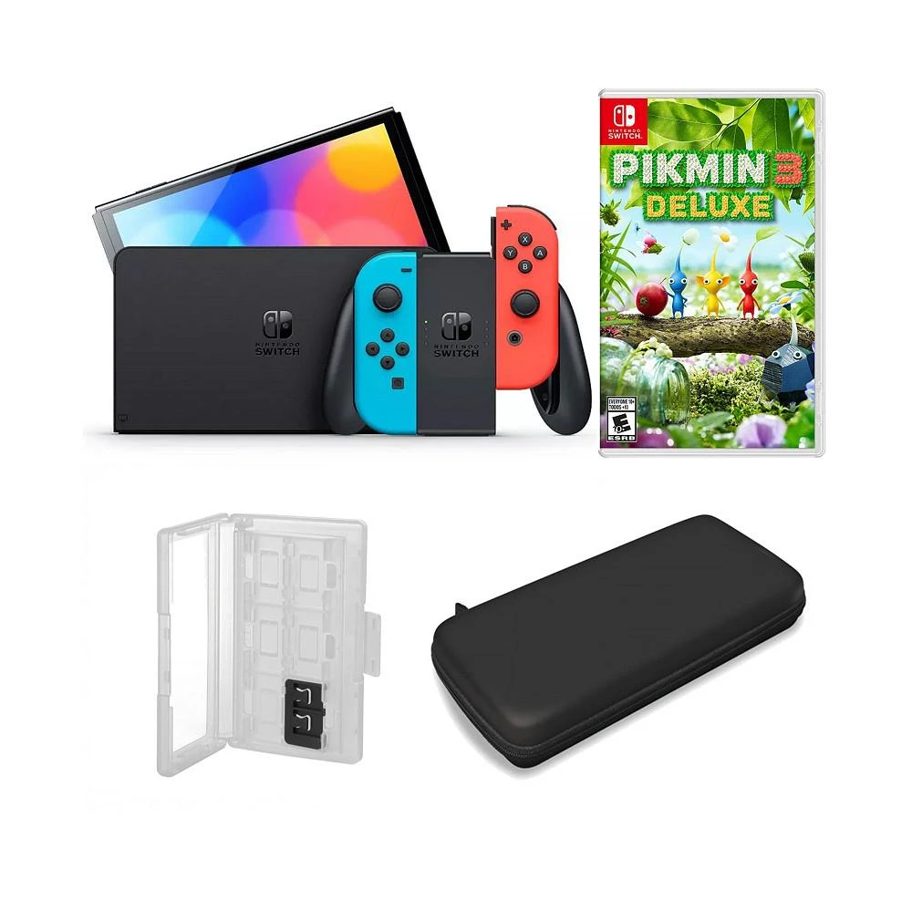 商品Nintendo|Switch OLED in Neon with Pikmin 3 & Accessories,价格¥3741,第1张图片