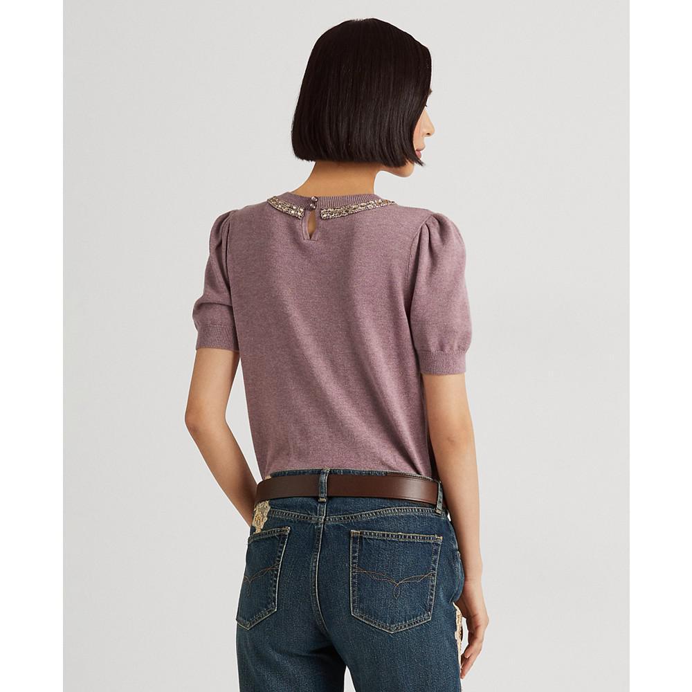 商品Ralph Lauren|Beaded Short-Sleeve Sweater,价格¥1067,第4张图片详细描述
