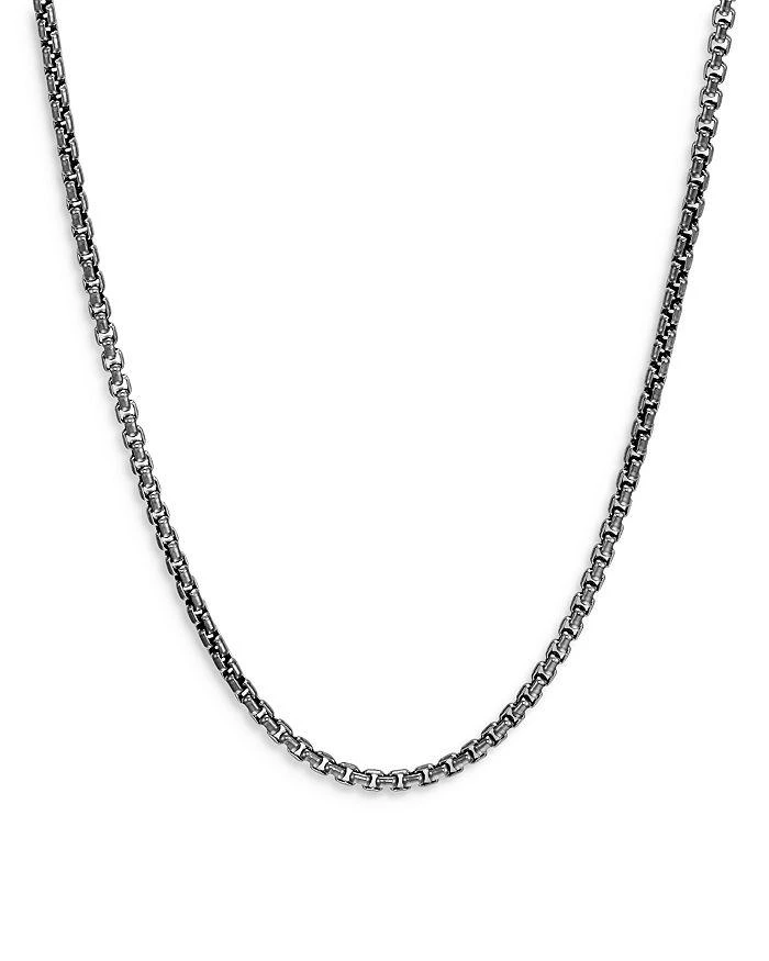 商品John Hardy|Men's Classic Chain Silver 2.7mm Box Chain Necklace with Satin Matte Black Rhodium, 24",价格¥3201,第4张图片详细描述