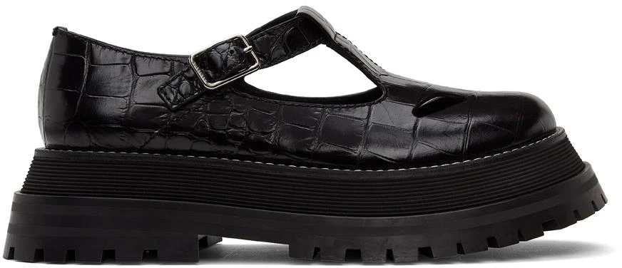 商品Burberry|Black Croc T-Bar Loafers,价格¥5662,第1张图片
