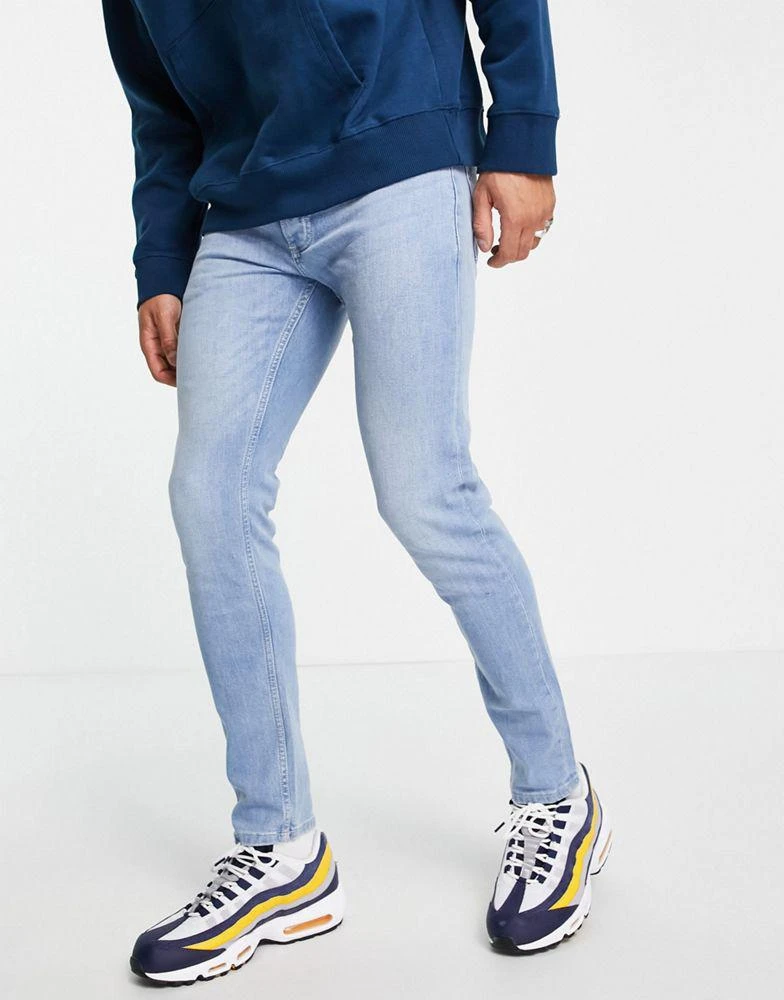 商品Topman|Topman stretch skinny jeans in light wash blue,价格¥172,第4张图片详细描述