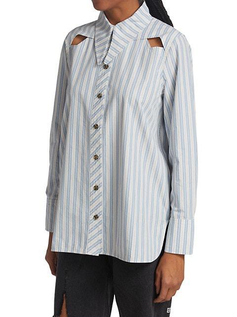 商品Ganni|Striped Cut-Out Shirt,价格¥1278,第6张图片详细描述