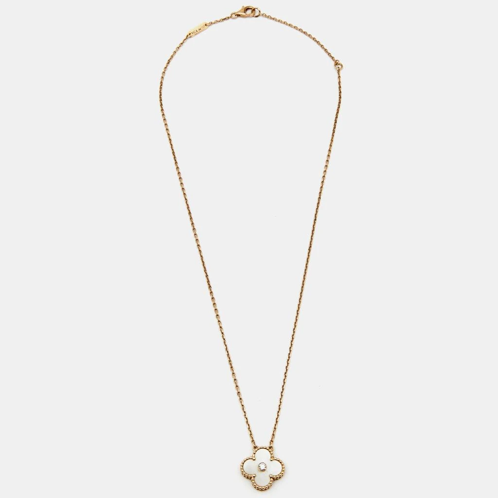 商品[二手商品] Van Cleef & Arpels|Van Cleef & Arpels Vintage Alhambra Diamond Mother of Pearl 18k Rose Gold Necklace,价格¥34266,第2张图片详细描述