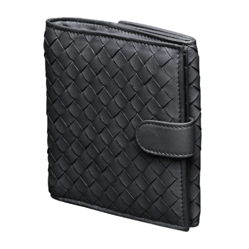 Bottega Veneta 葆蝶家 黑色小牛皮编织中性短款钱包 163240 V001N 1000 商品