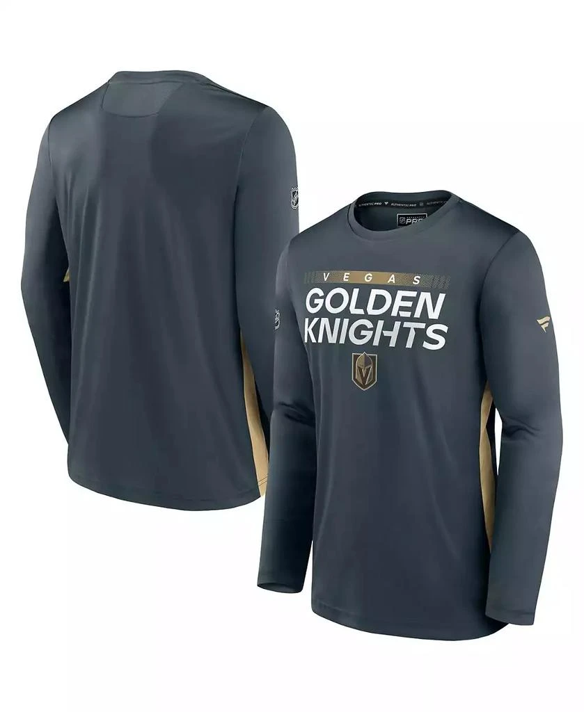 商品Fanatics|Men's Gray Vegas Golden Knights Authentic Pro Rink Performance Long Sleeve T-Shirt,价格¥411,第1张图片