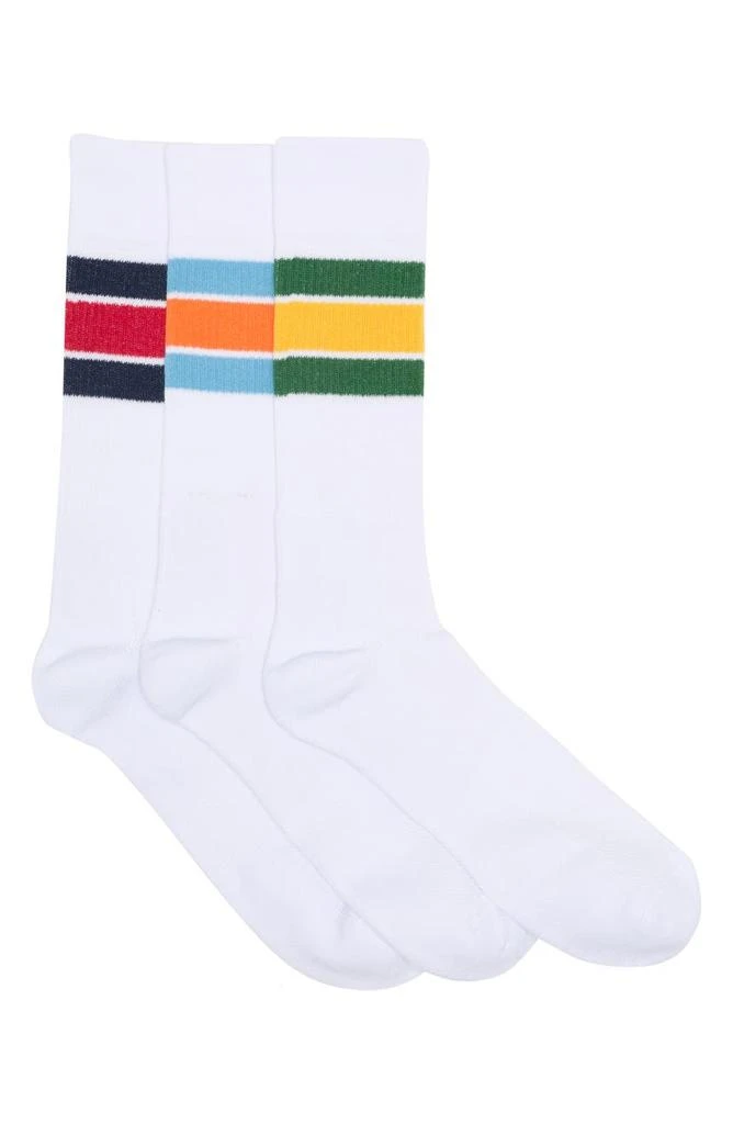 商品Lorenzo Uomo|Thick Retro Stripe Crew Socks - Pack of 3,价格¥128,第1张图片