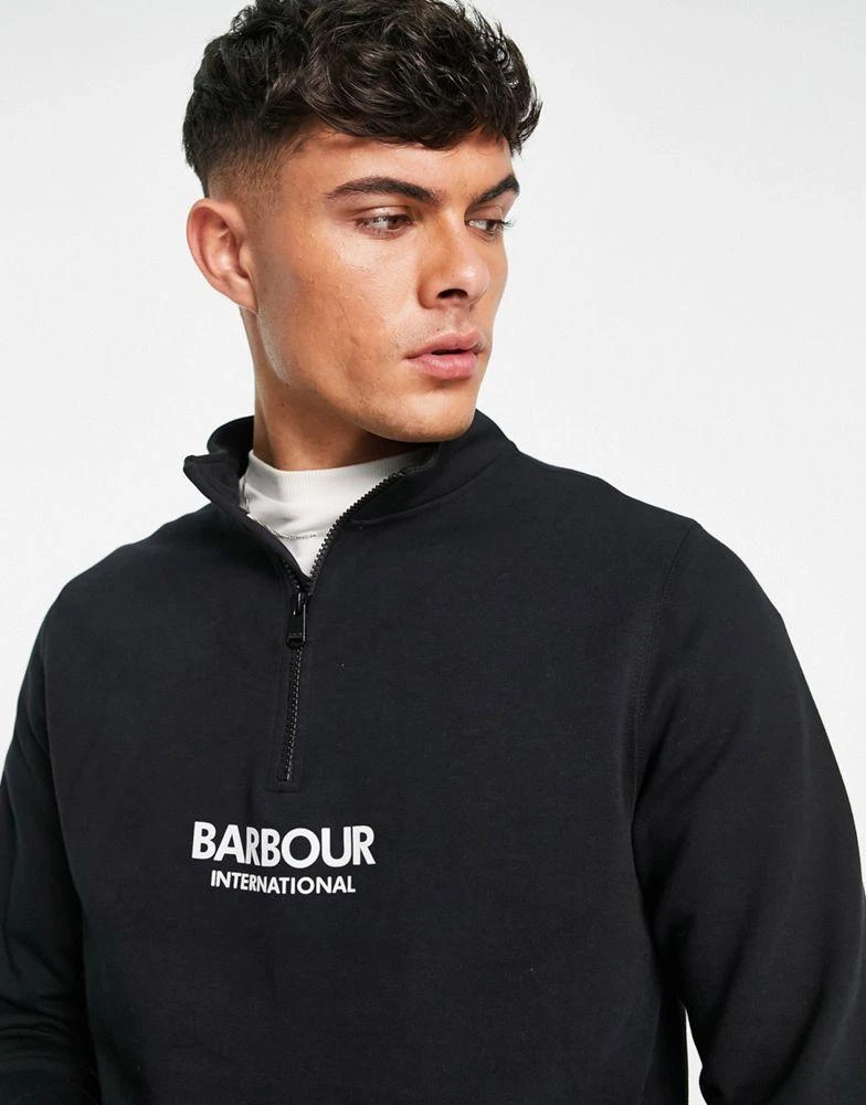 商品Barbour|Barbour International Transmission half zip sweatshirt in black,价格¥697,第3张图片详细描述