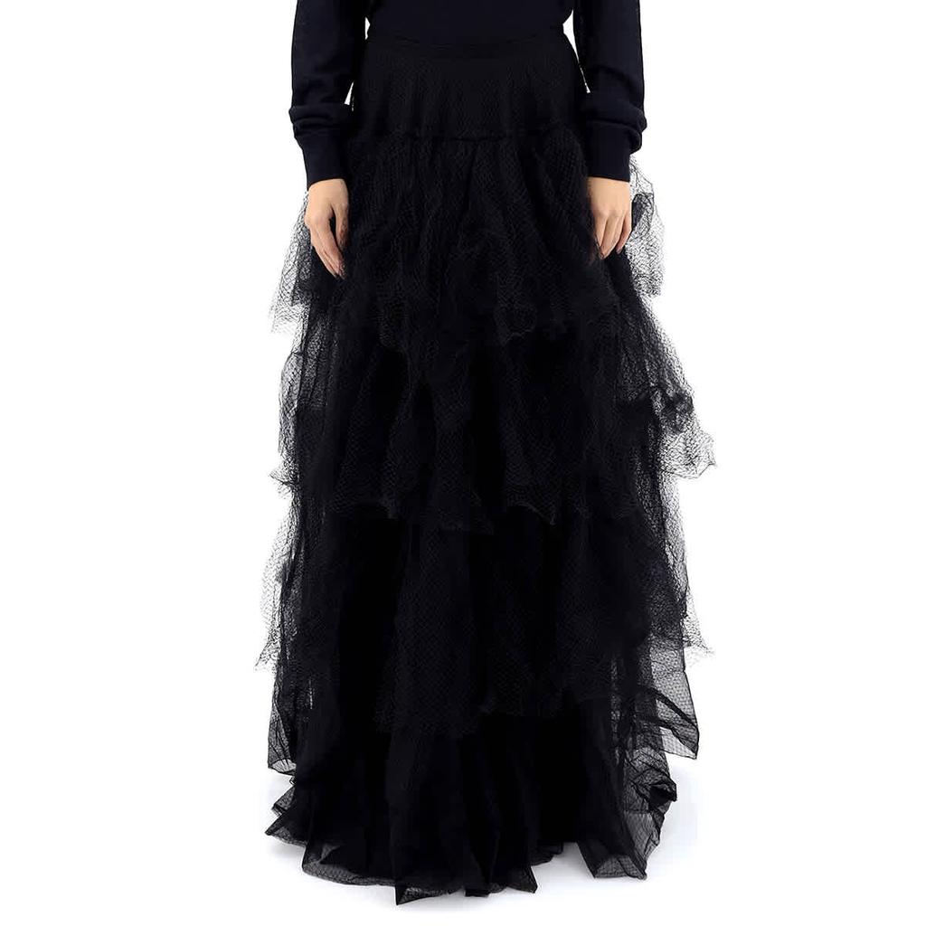 Ladies Skirts Runway Black Tulle Tiered Skirt商品第1张图片规格展示