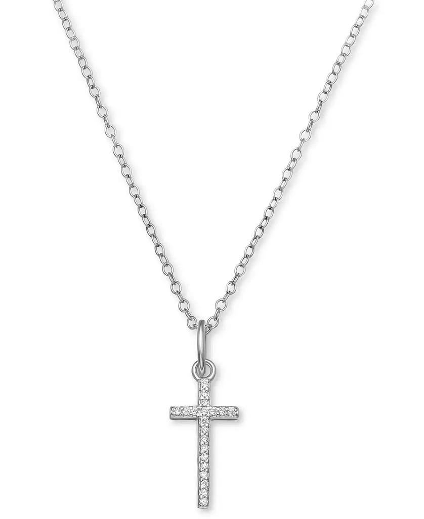 商品Giani Bernini|Cubic Zirconia Cross 18" Pendant Necklace in Sterling Silver, Created for Macy's,价格¥119,第1张图片