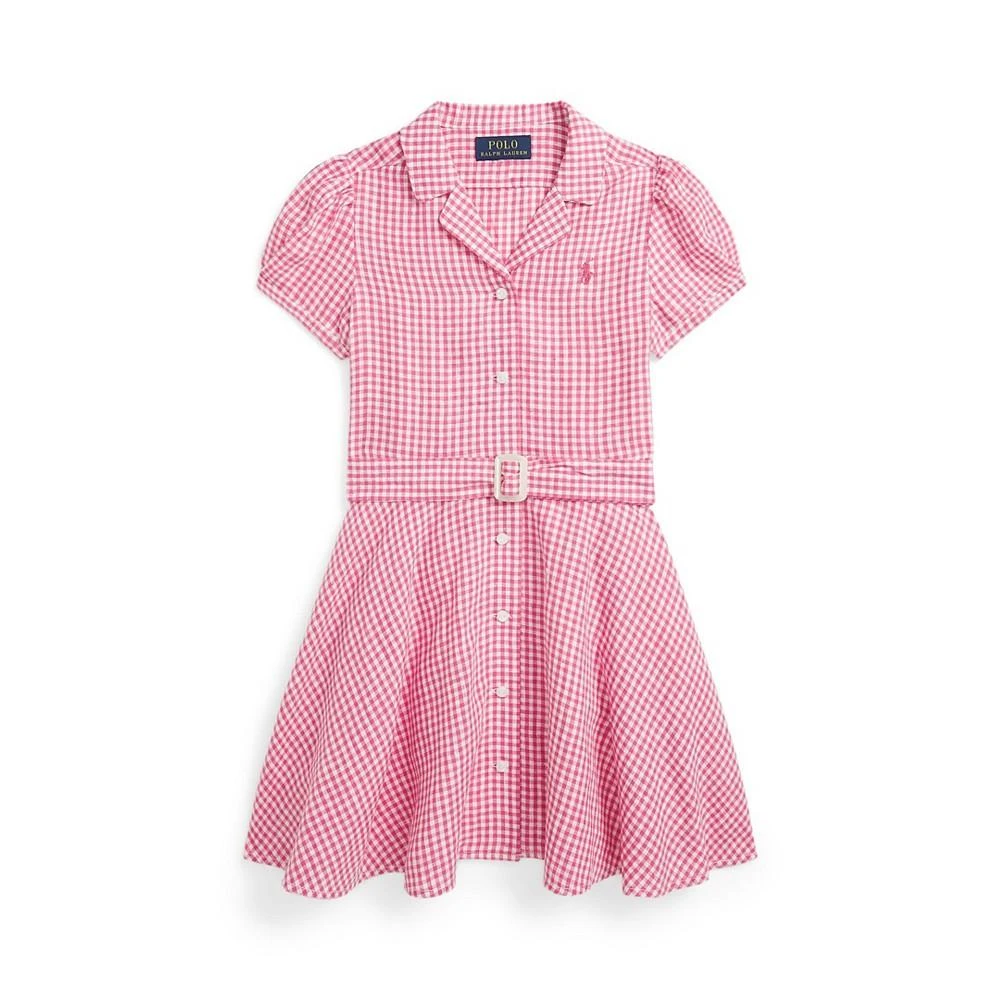 商品Ralph Lauren|Toddler and Little Girls Belted Gingham Linen Dress,价格¥368,第4张图片详细描述