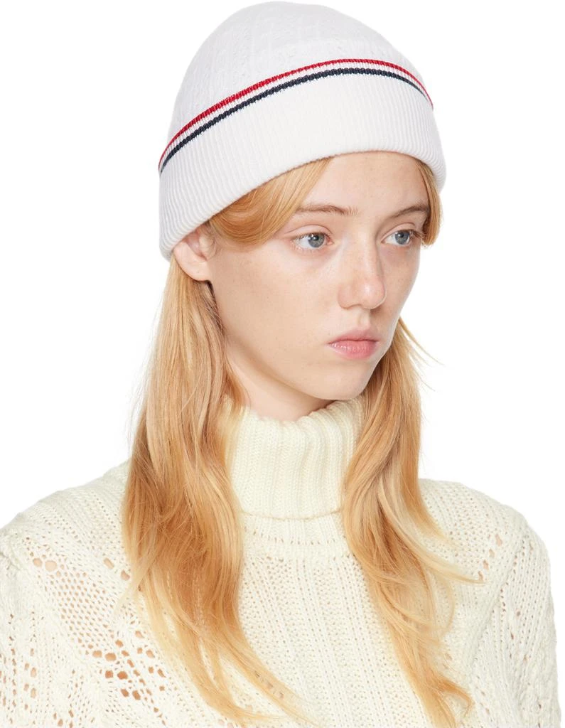 商品Thom Browne|White Pointelle Beanie,价格¥1218,第2张图片详细描述