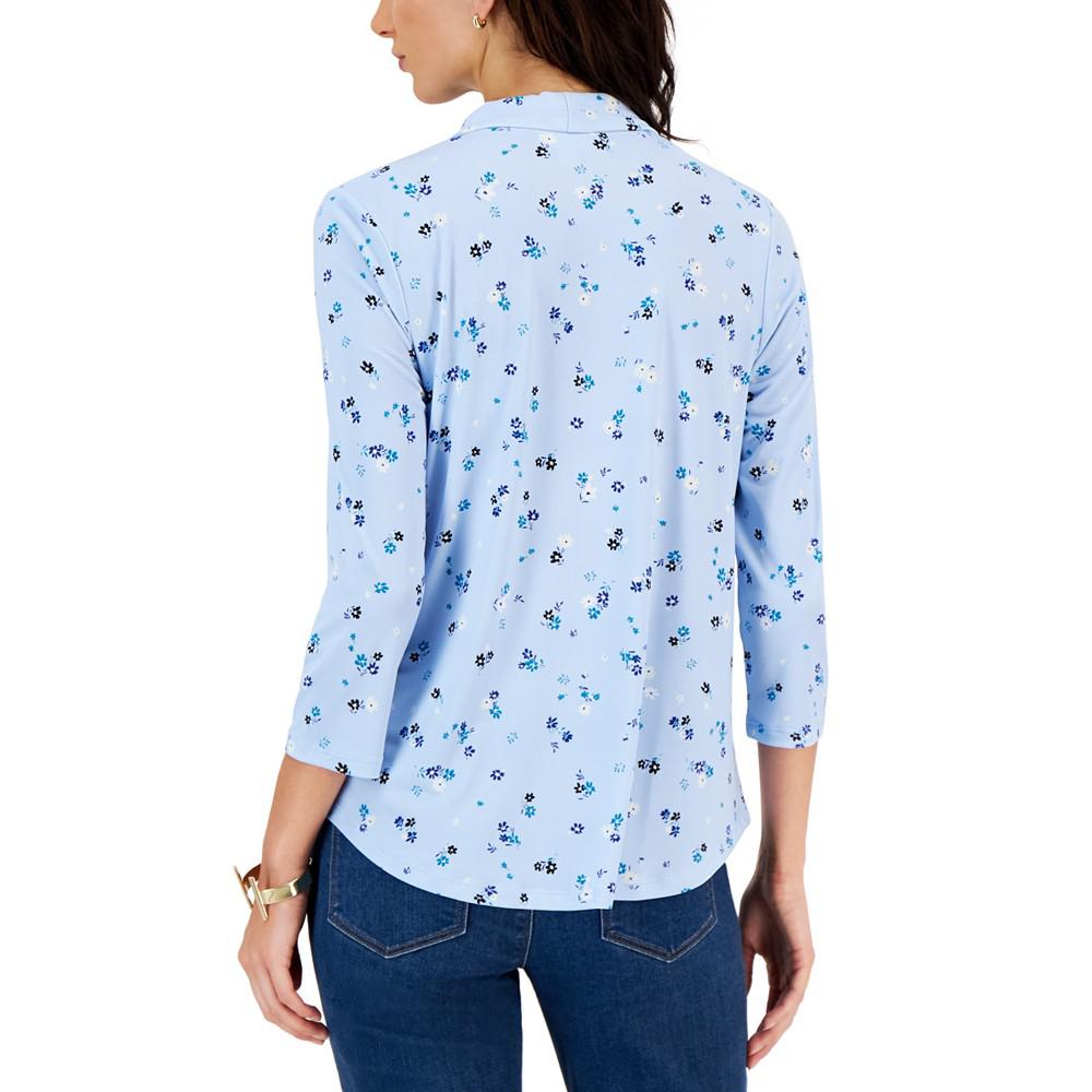 Petite Printed 3/4-Sleeve Blouse, Created for Macy's商品第2张图片规格展示