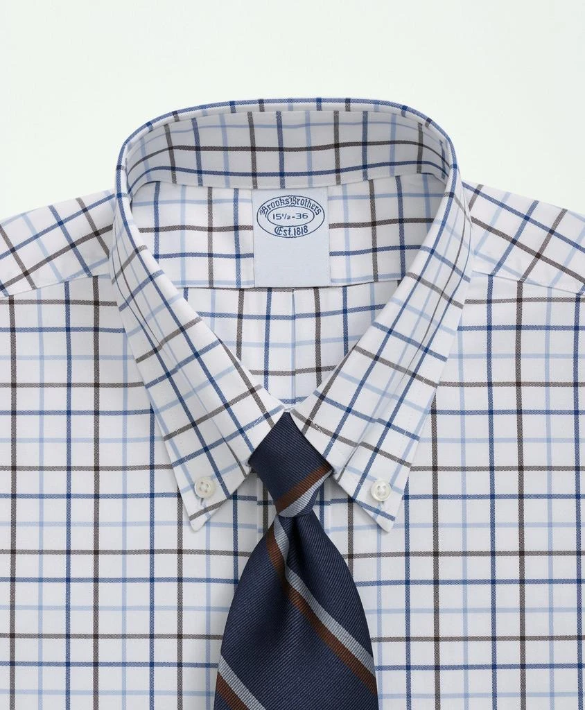 商品Brooks Brothers|Stretch Supima® Cotton Non-Iron Pinpoint Polo Button-Down Collar, Windowpane Dress Shirt,价格¥502,第2张图片详细描述