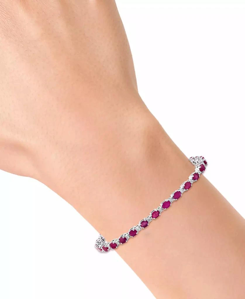 商品Effy|EFFY® Ruby (6-1/3  ct. t.w.) & Diamond (1/20 ct. t.w.) Link Bracelet in Sterling Silver,价格¥2776,第2张图片详细描述