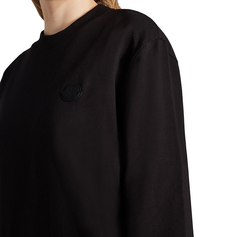 【预售3-7天】Moncler/蒙克莱 22年秋冬新款 女士黑色棉质混纺同色徽标图案长袖T恤H20938D00003899EV999商品第3张图片规格展示
