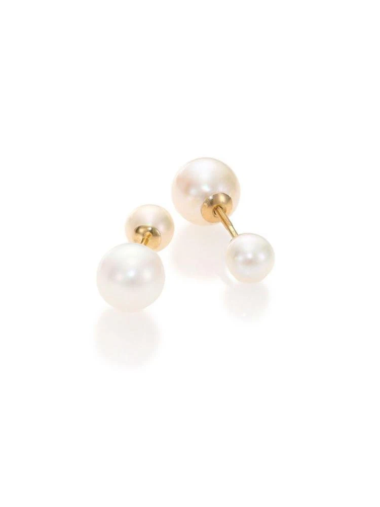 商品Zoe Chicco|6.5MM-9.5MM White Pearl & 14K Yellow Gold Two-Sided Earrings,价格¥3150,第1张图片