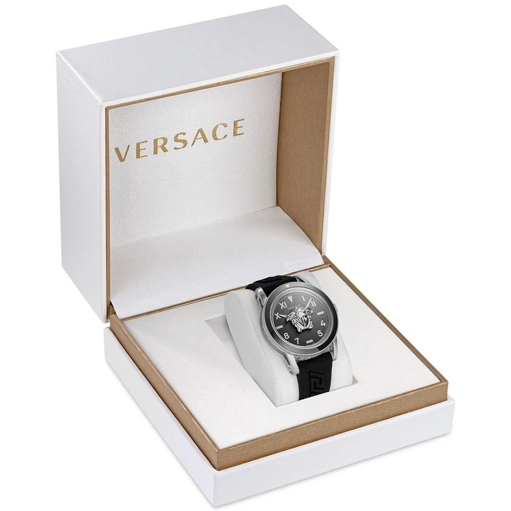 商品Versace|Men's Swiss V-Palazzo Black Logo Silicone Strap Watch 43mm,价格¥7504,第4张图片详细描述