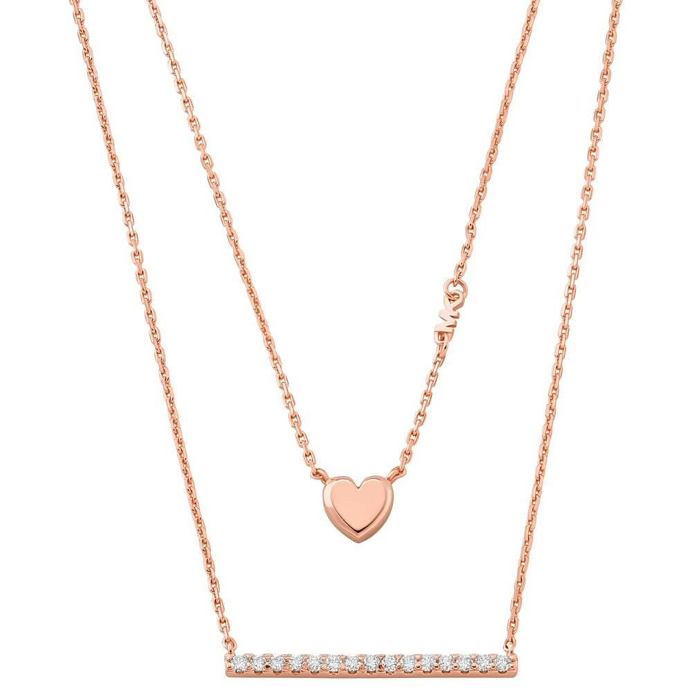 商品Michael Kors|14k Rose Gold-plated Sterling Silver Double Layer Heart Necklace,价格¥1130,第1张图片