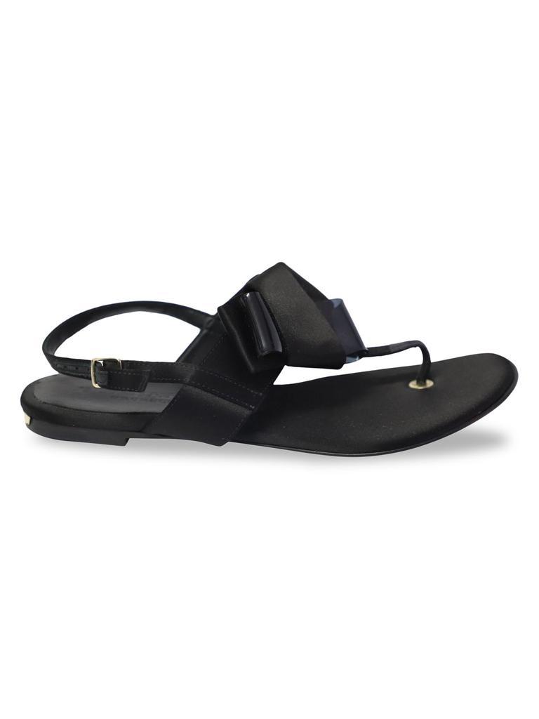 商品[二手商品] Burberry|Burberry Bow Knot Strappy Flat Sandals In Black Leather,价格¥1618,第1张图片