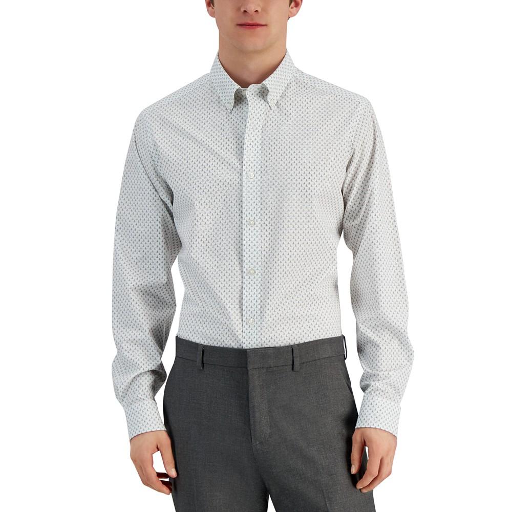 Men's Slim Fit 4-Way Stretch Golf Print Dress Shirt, Created for Macy's商品第1张图片规格展示
