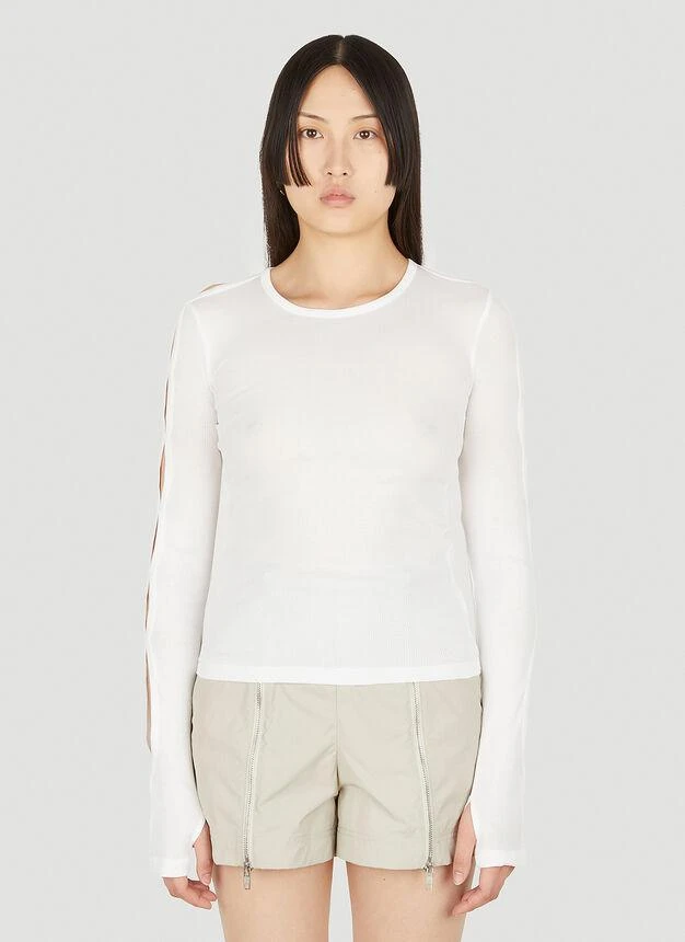 商品Helmut Lang|Slash Sleeve Base Top in White,价格¥684,第1张图片