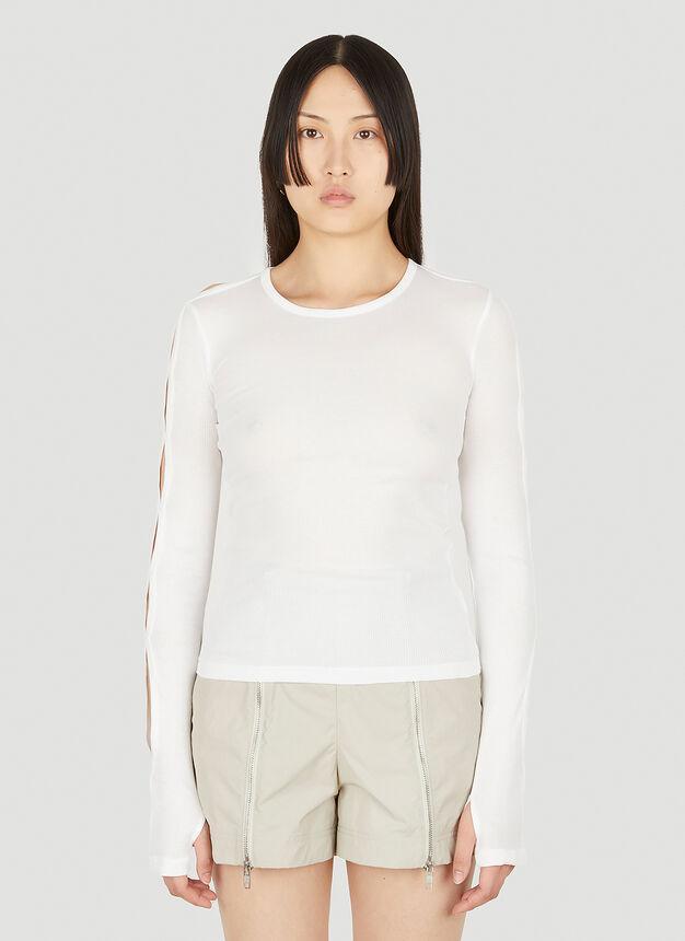 商品Helmut Lang|Slash Sleeve Base Top in White,价格¥1449,第1张图片