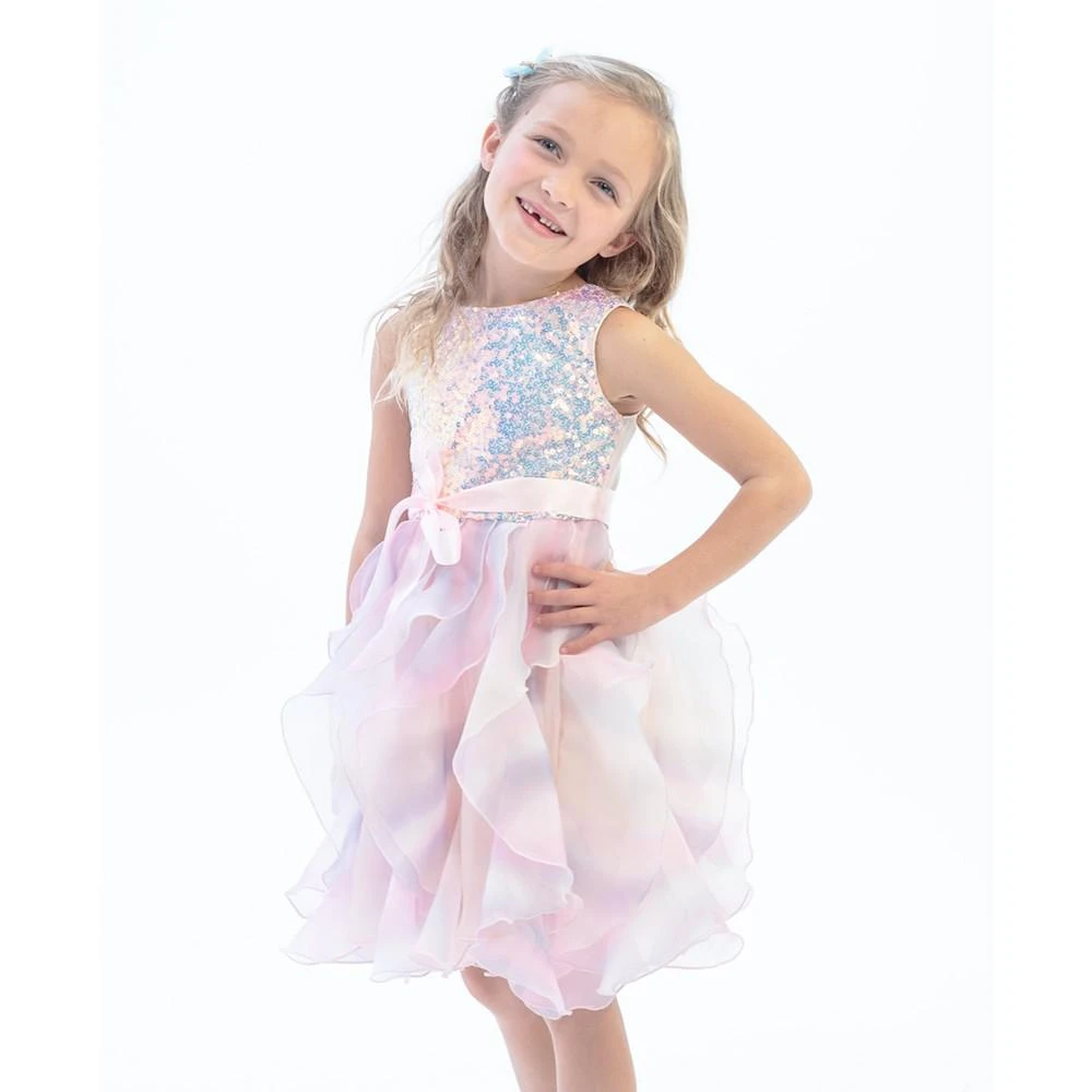 商品Rare Editions|Toddler Girls Sleeveless Sequin and Ombre Cascade Skirt Party Dress,价格¥247,第1张图片