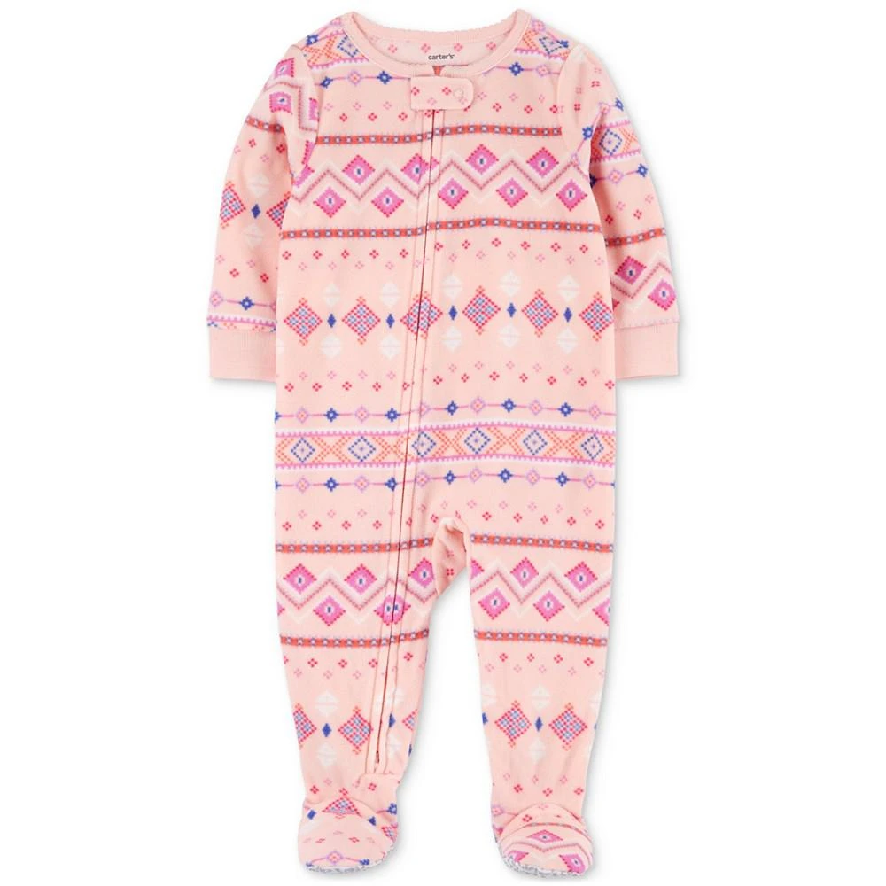 商品Carter's|Toddler Girls 1-Piece Fair Isle Fleece Footed Pajama,价格¥57,第1张图片