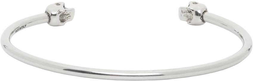 商品Alexander McQueen|Silver Thin Twin Skull Bracelet,价格¥1602,第6张图片详细描述