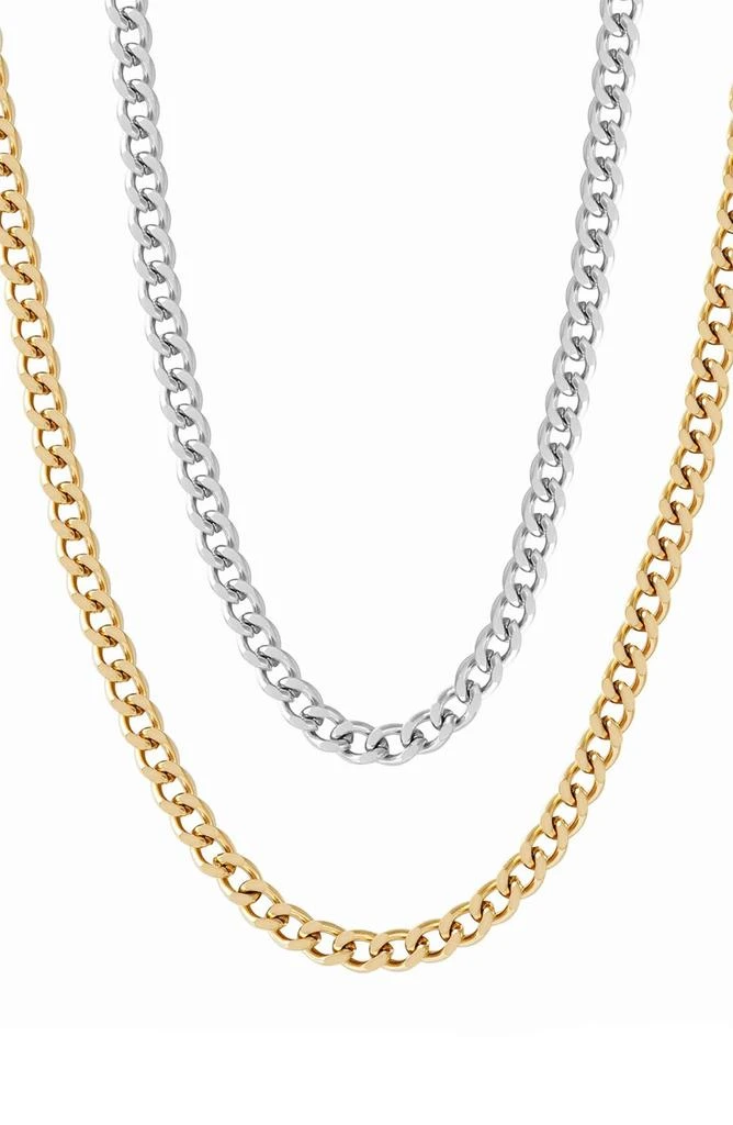 商品ADORNIA|Men's Set of 2 Water Resistant Curb Chain Necklaces,价格¥244,第1张图片